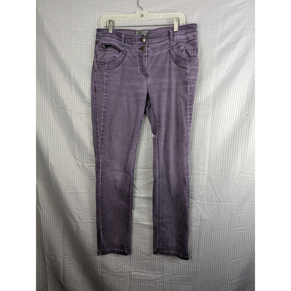 CECIL Womens Purple Straight Leg Jeans 31x32 Mid Rise Stretch Denim Pants